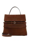 Moschino Suede Buckle-detail Tote Bag In Brown