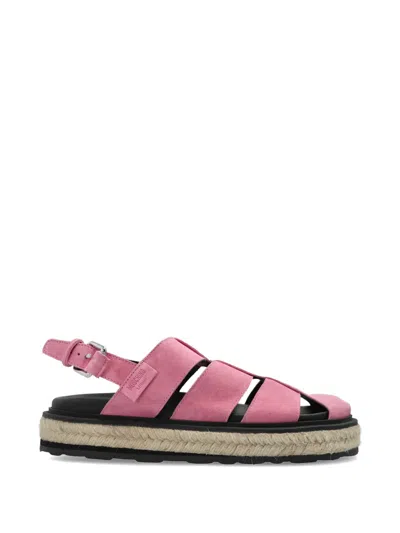 Moschino Suede Cage Sandals In Pink