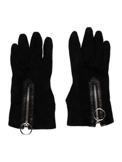 Pre-owned Moschino Suede Cashmere Lined Gloves In Black
