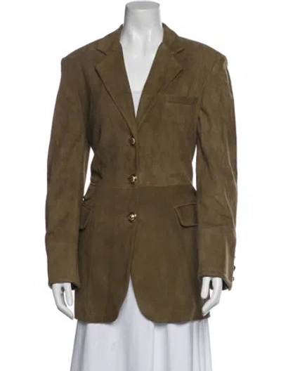 Pre-owned Moschino Suede Coat In Green