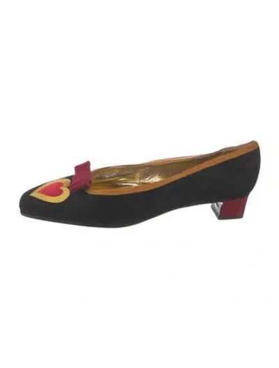 Pre-owned Moschino Suede Graphic Print Flats In Blue