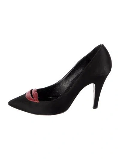 Pre-owned Moschino Suede Graphic Print Pumps In Black