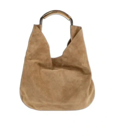 Moschino Medium Handle Me Suede Tote Bag In Brown