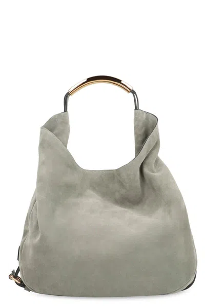 Moschino Suede Handbag In Green
