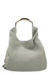 Moschino Shoulder Bag Suede Gold-tone Handle In Green