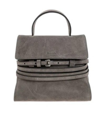 Moschino Tie Me Buckle-strap Mini Bag In Gray