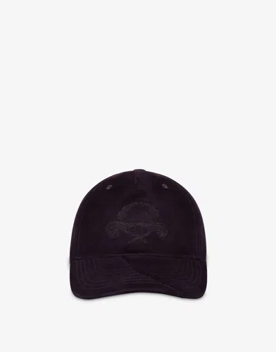 Moschino Suede Hat Laurel Crown Logo In Purple