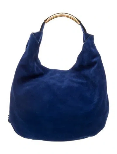 Pre-owned Moschino Suede Hobo In Blue