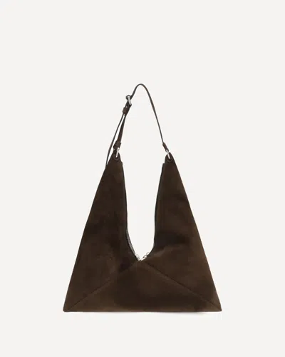 Moschino Suede Hobo Tote Bag In Brown