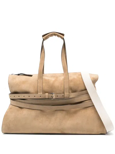 Moschino Suede Holdall In Neutrals