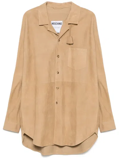 Moschino Suede Jacket In Neutrals