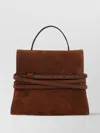 Moschino Suede Leather Handbag Detachable Belt