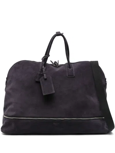 Moschino Suede Luggage Bag In Purple