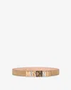 Moschino Suede Mixed Lettering Logo Belt In Sand