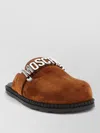 Moschino Suede Open Toe Flat Sole Slides In Multi