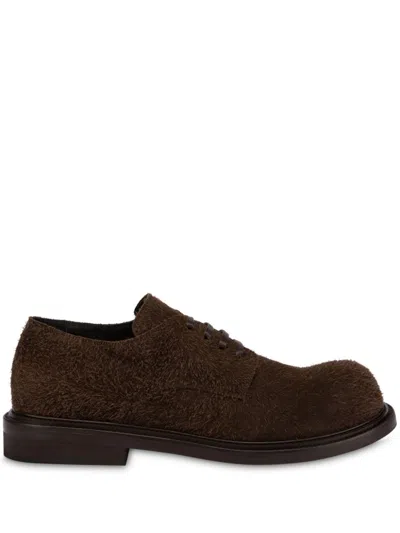Moschino Suede Oxford Shoes In Brown