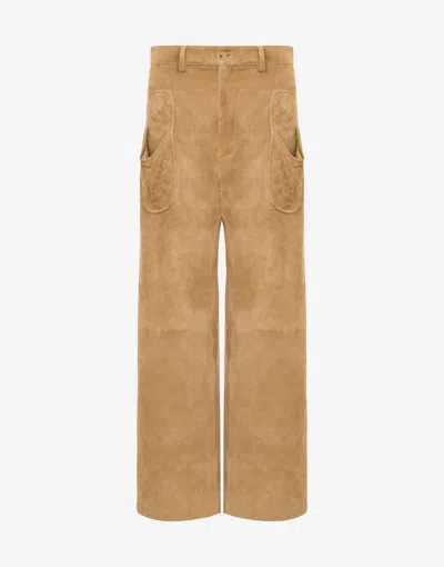 Moschino Suede Pants Slipper In Brown