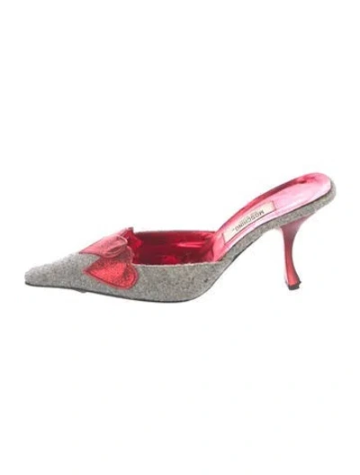 Pre-owned Moschino Suede Patterned Mules In Gray
