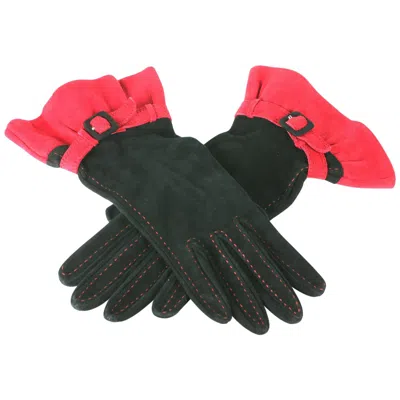 Pre-owned Moschino Suede Ruffled Gloves In Black