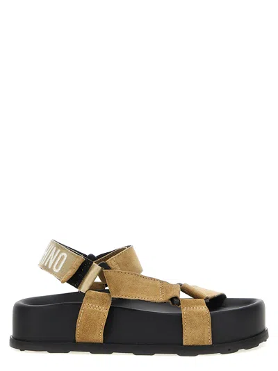 Moschino Suede Sandals In Beige