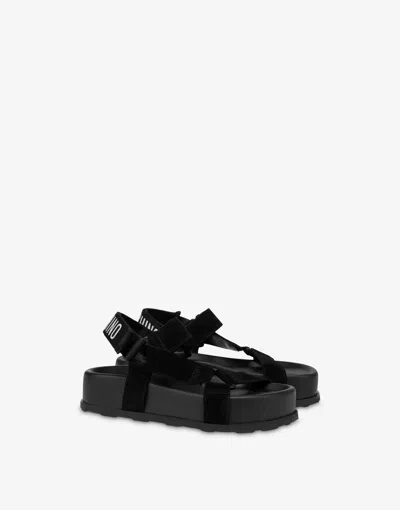 Moschino Suede Sandals In Black