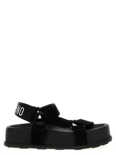 Moschino Suede Sandals In Black