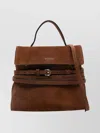Moschino Suede Shoulder Bag Adjustable Strap In Brown