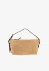 Moschino Suede Shoulder Bag In Beige