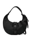 Moschino Suede Shoulder Bag In Black
