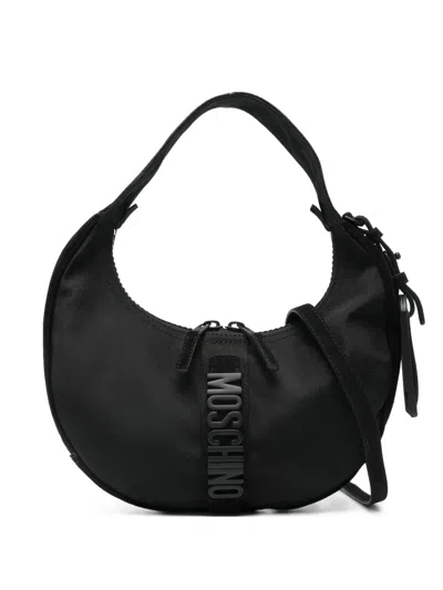 Moschino Suede Shoulder Bag In Black