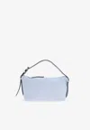 Moschino Suede Shoulder Bag In Light Blue