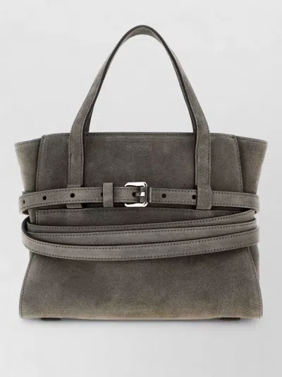 Moschino Suede Tie Me Handbag Top Handles In Gray