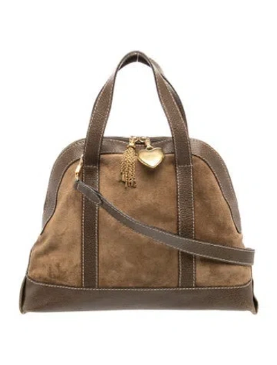 Pre-owned Moschino Suede Top Handle Bag Vintage In Brown