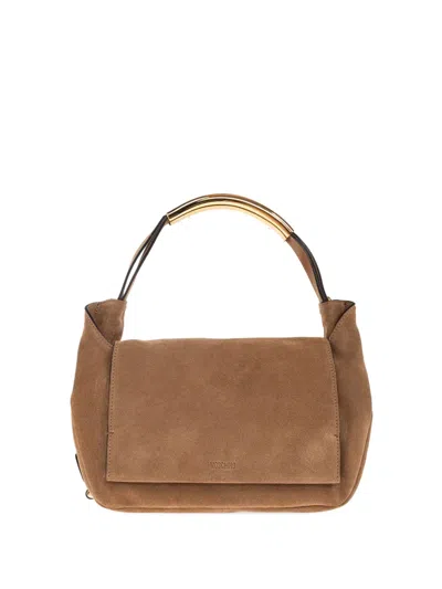 Moschino Suede Tote Bag In Brown