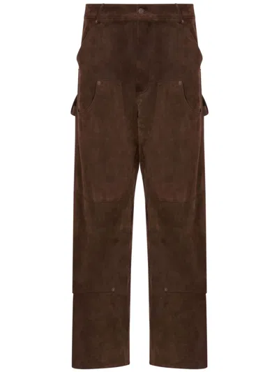 Moschino Suede Trousers In Dark Brown