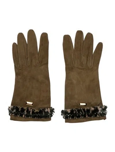 Pre-owned Moschino Suede Winter Gloves In Brown