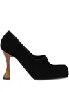 Moschino Suede Wooden-heel Pumps In Black