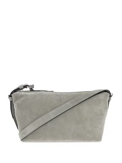Moschino Suede Zip-fastening Shoulder Bag In Gray