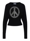 Moschino Peace Symbol Embellished Knitwear With Long Sleeves In Black
