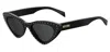 Moschino Grey Cat Eye Ladies Sunglasses Mos0006/s 0807/ir 52 In Black