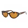 Moschino Sunglasses Cat Eye Full Rim, Dark Havana Frame And Brown Lens Mos109/s008670 In Blue
