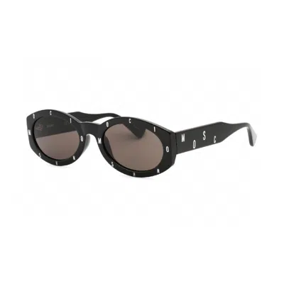 MOSCHINO SUNGLASSES OVAL FULL RIM, BLACK FRAME AND GREY LENS MOS141/S0807IR