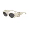 Moschino Sunglasses Oval Full Rim, Ivory Frame And Grey Lens Mos154/s0szjir In Neutral
