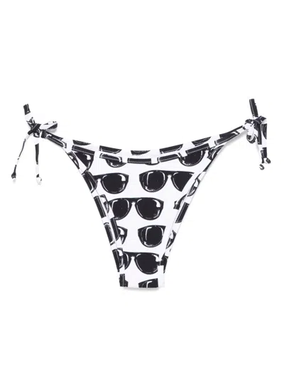 Moschino Sunglasses-print Bikini Bottoms In Weiss