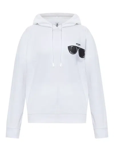 Moschino Sunglasses-print Hoodie In White