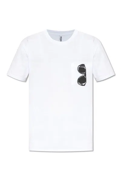 Moschino Sunglasses-printed Crewneck T-shirt In Yellow