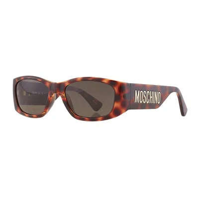 Moschino Sunglasses Rectangle Full Rim, Havana Frame And Brown Lens Mos145/s005l70