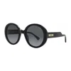 Moschino Sunglasses Round Full Rim, Black Frame And Dark Grey Gradient Lens Mos125/s08079o In Black