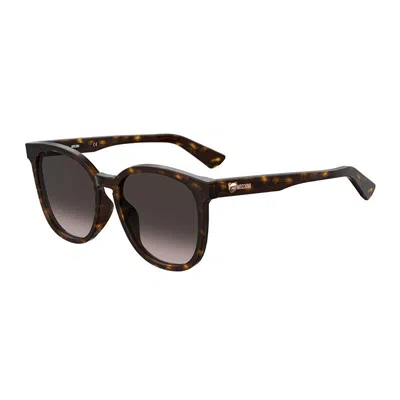 Moschino Sunglasses Square Full Rim, Dark Havana Frame And Brown Gradient Lens Mos074/f/s0086ha
