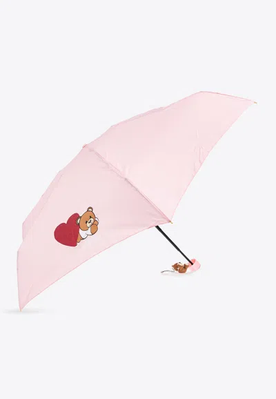 Moschino Super Mini Open And Close Umbrella In Pink